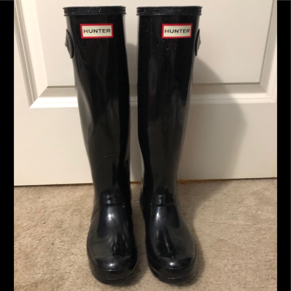 Glossy Black Hunter Rainboots